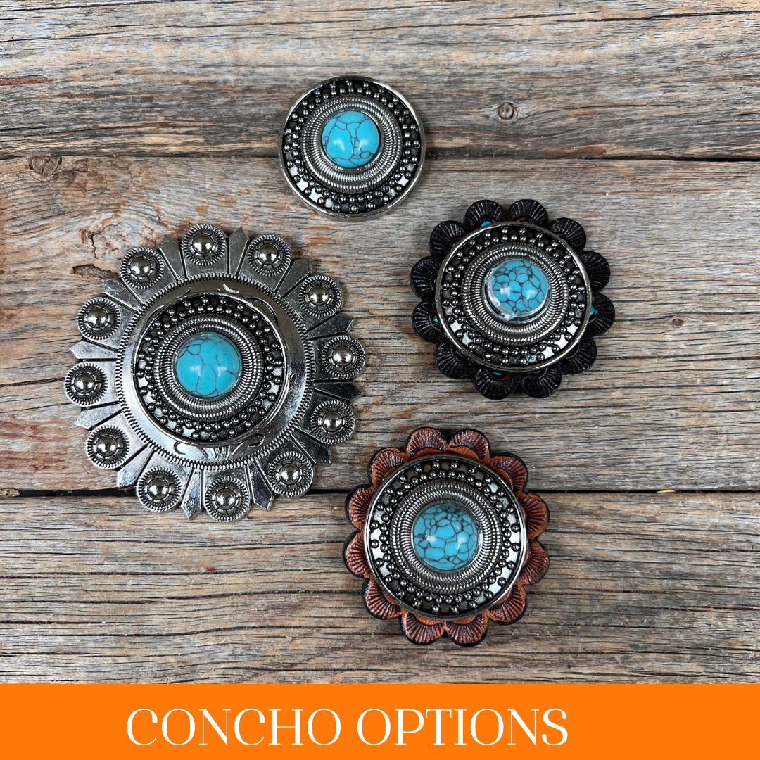 Antique Silver Turquoise Dot Western Concho W232