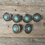 Antique Silver Turquoise Dot Saddle Set SSW232