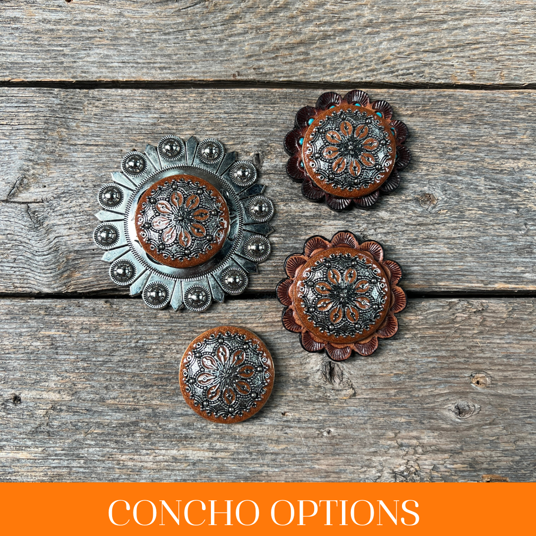 Rust Filigree and Dots Western Concho W233