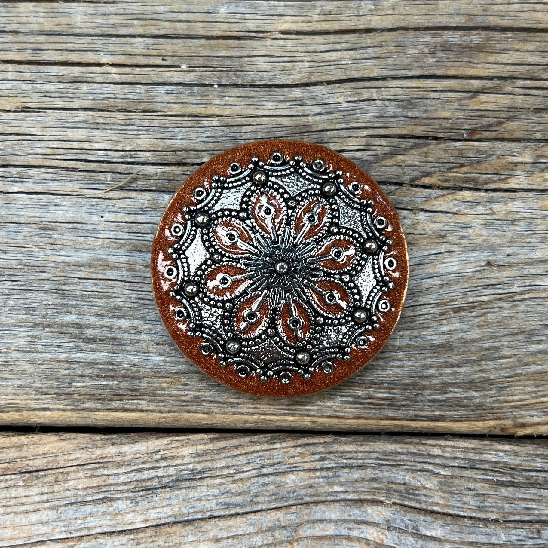 Rust Filigree and Dots Western Concho W233