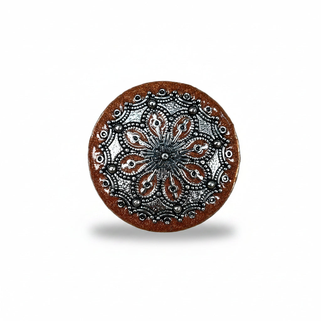 Rust Filigree and Dots Western Concho W233
