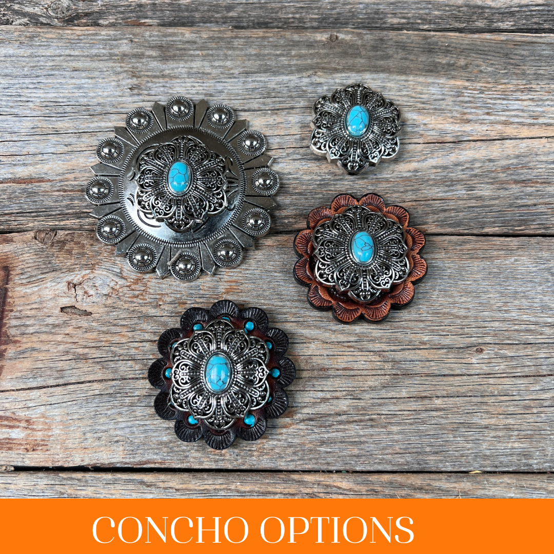 Antique Silver Filigree Floral Turquoise Western Concho W234