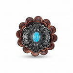Antique Silver Filigree Floral Turquoise Western Concho W234