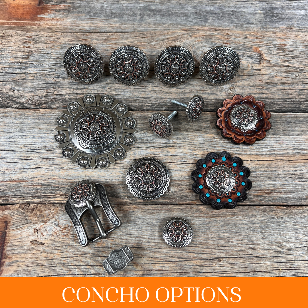 Antique Silver Flower and Loops Western Concho W235