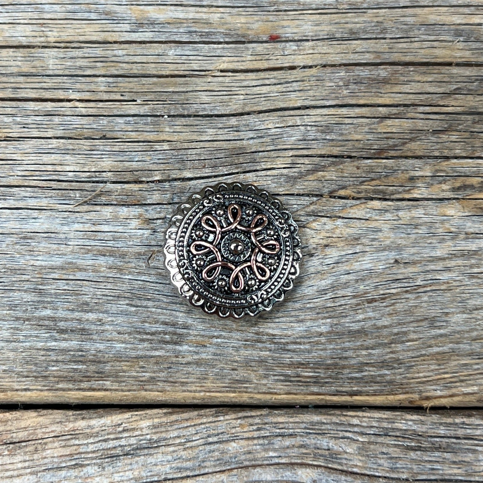 Antique Silver Flower and Loops Western Concho W235