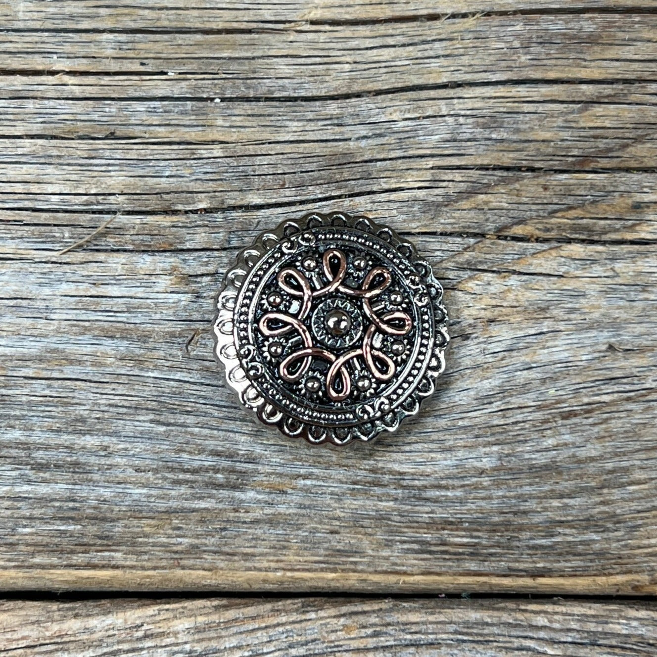 Antique Silver Flower and Loops Western Concho W235