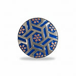 Antique Silver Blue Geometric Western Concho W236