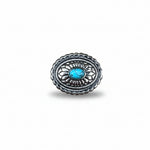 Antique Silver Oval Floral Turquoise Western Concho W237