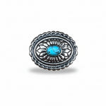 Antique Silver Oval Floral Turquoise Western Concho W237