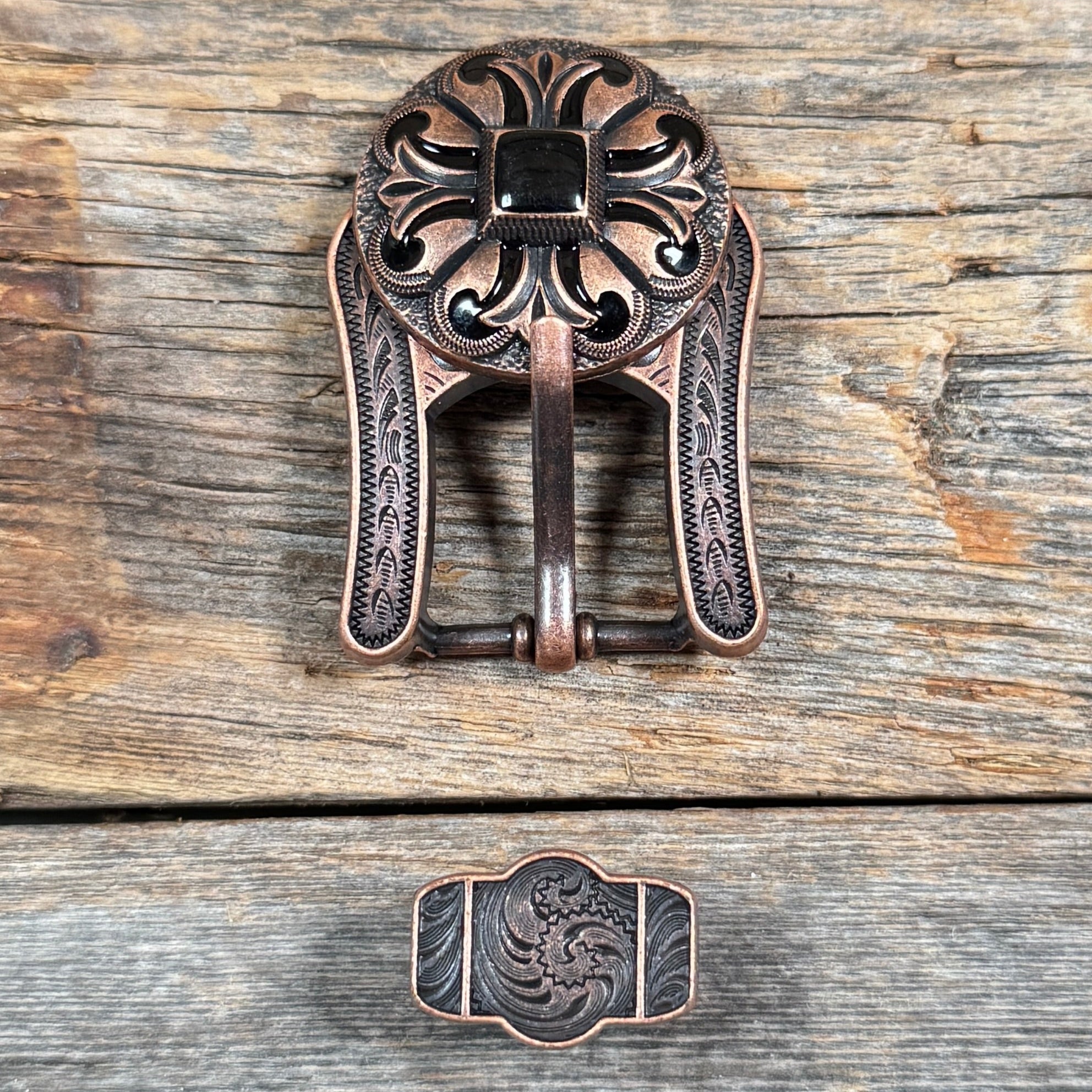 Copper Black Fleur De Lis Western Concho W241