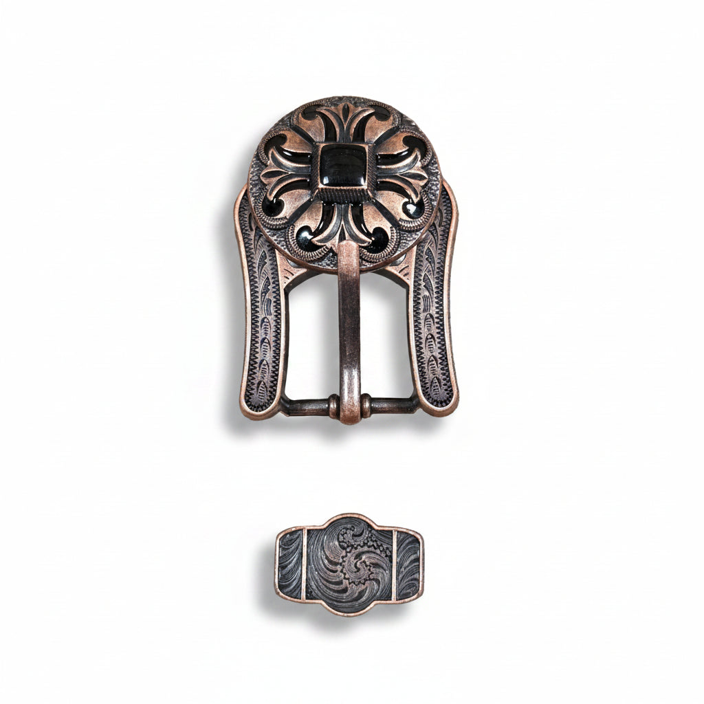 Copper Black Fleur De Lis Western Concho W241