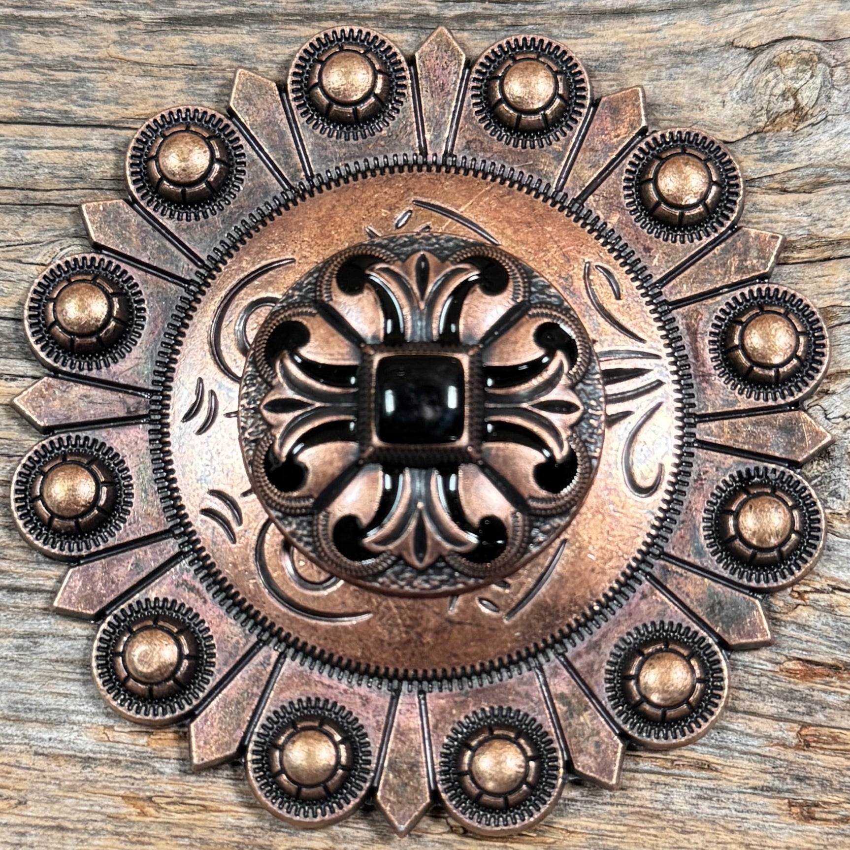 Copper Black Fleur De Lis Western Concho W241