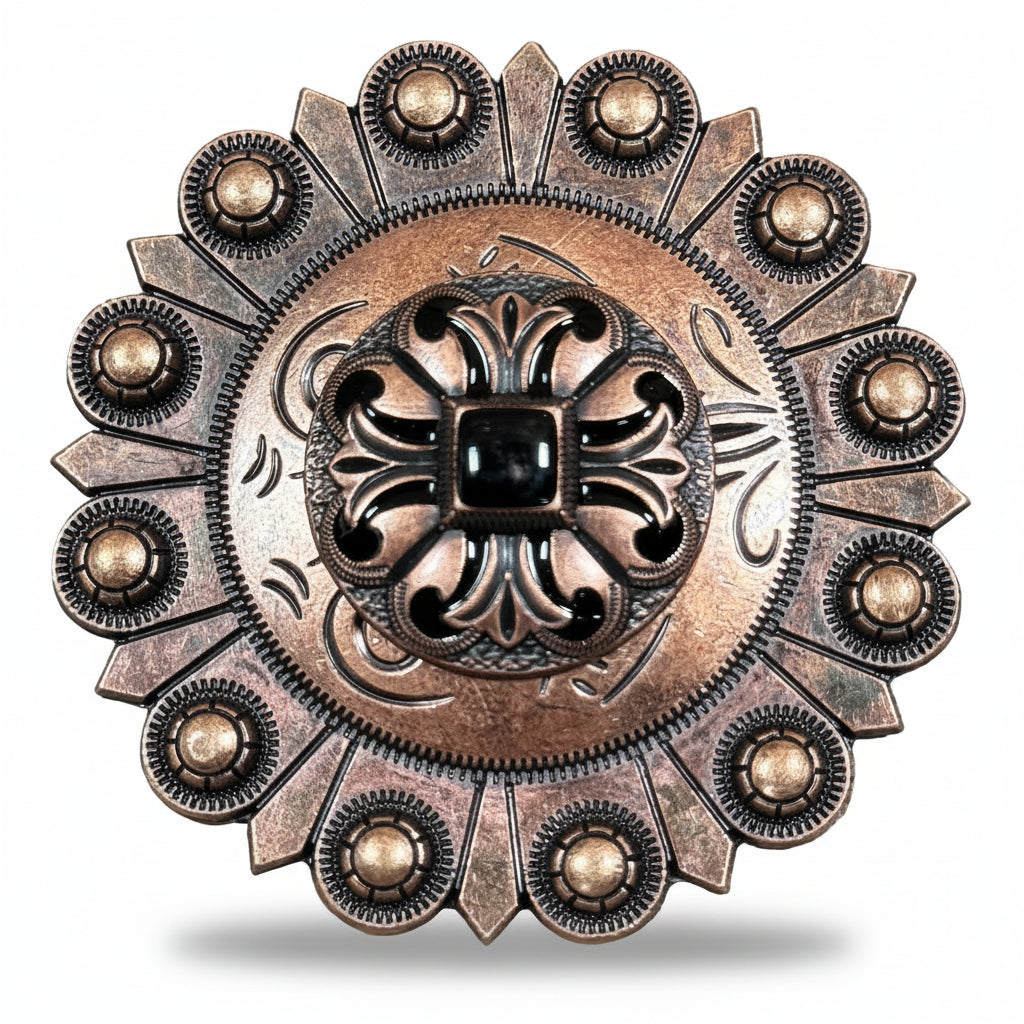 Copper Black Fleur De Lis Western Concho W241