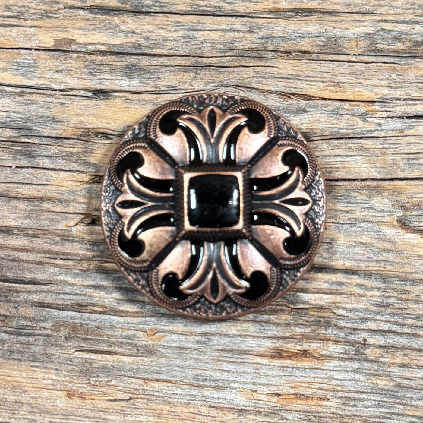 Copper Black Fleur De Lis Western Concho W241