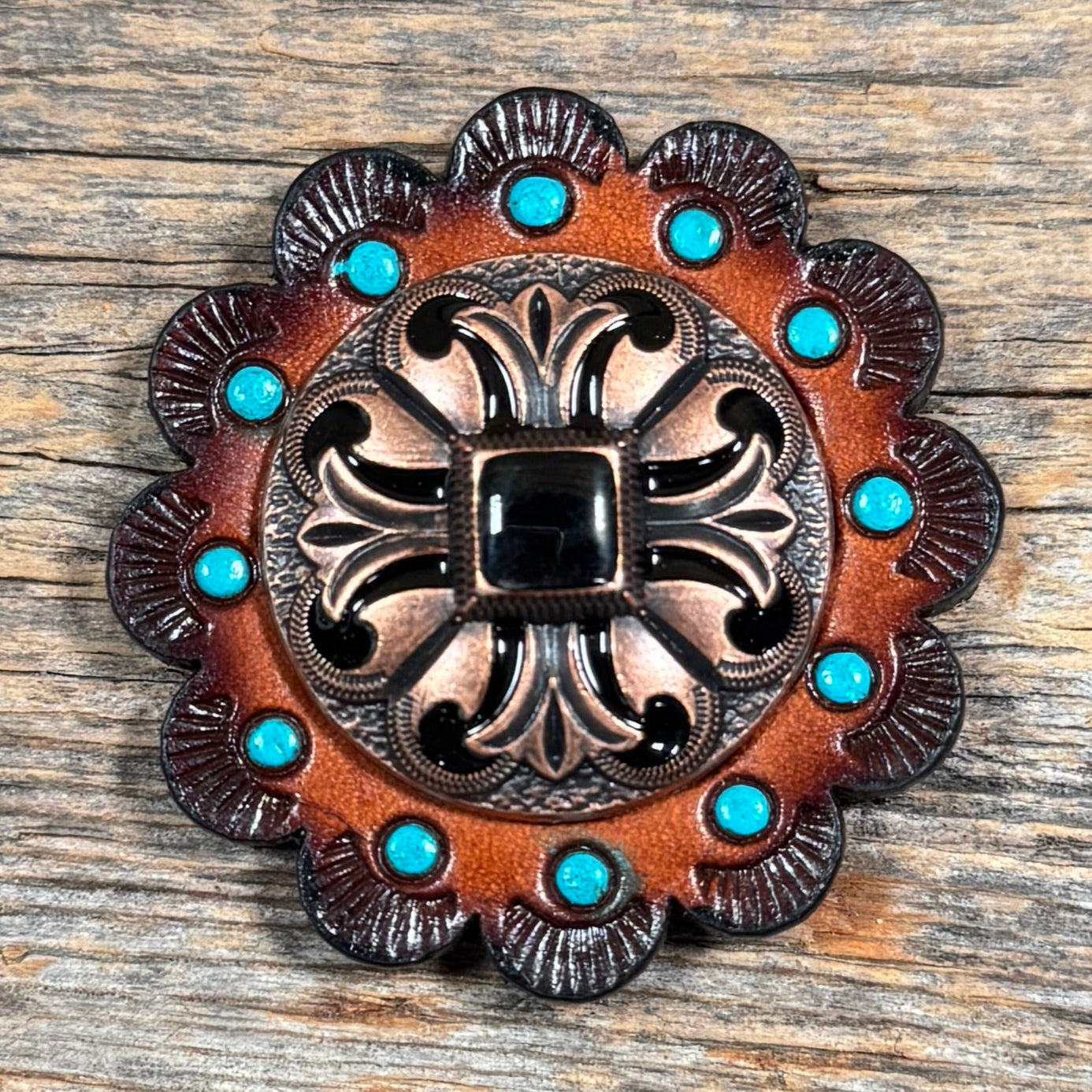 Copper Black Fleur De Lis Western Concho W241