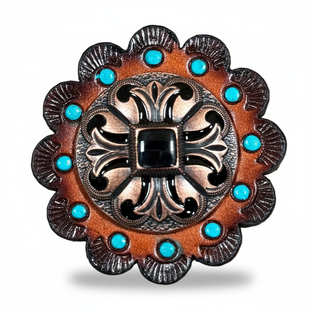 Copper Black Fleur De Lis Western Concho W241
