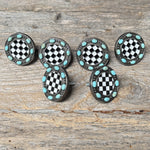 Black and White Checkered Turquoise Saddle Set SSW273
