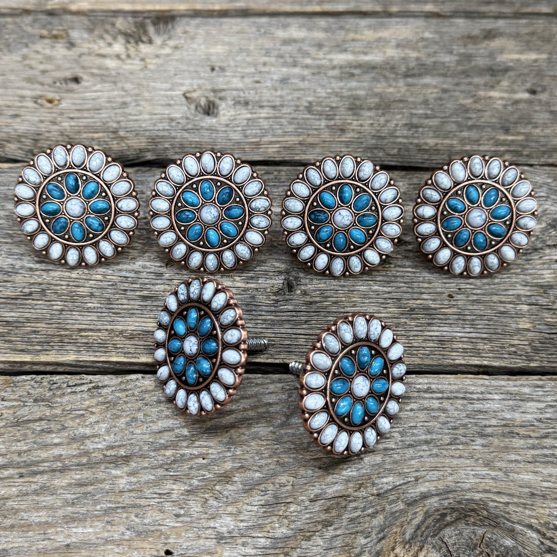 Copper Blue and White Turquoise Saddle Set #SSW275
