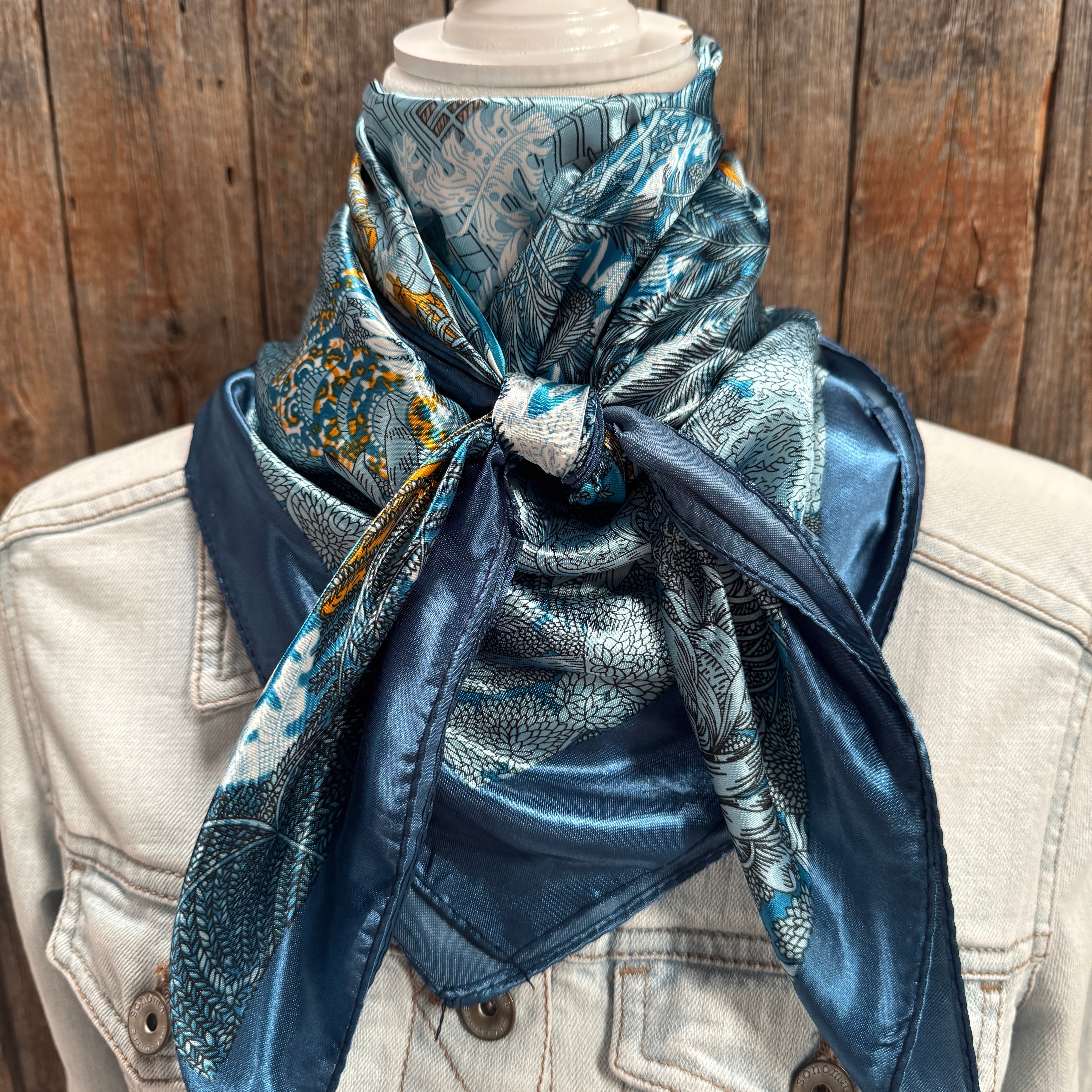 35X35" Blue Leaf Wild Rag / Scarf WR1031