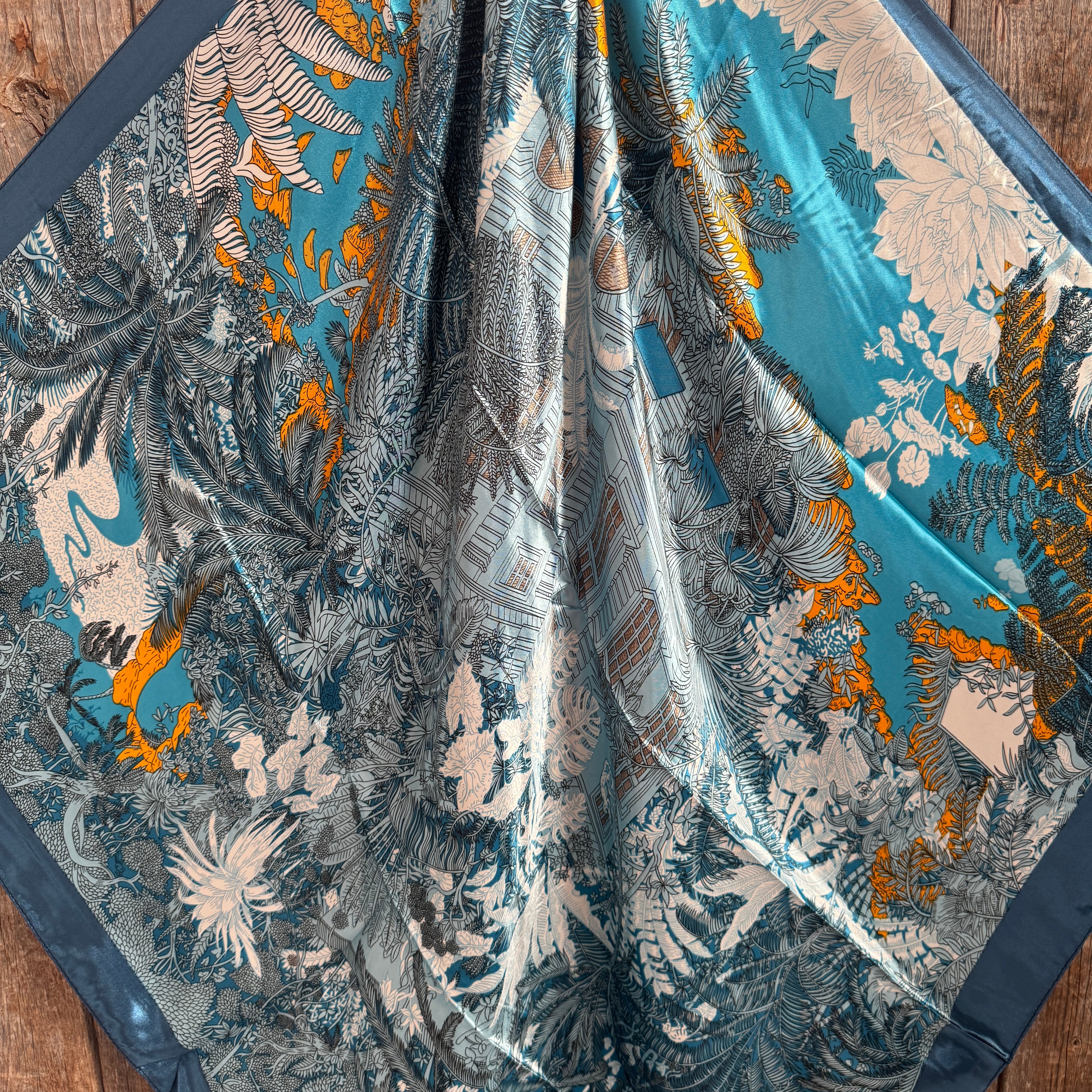35X35" Blue Leaf Wild Rag / Scarf WR1031