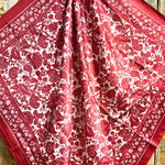 35X35" Red & Cream Paisley Wild Rag / Scarf WR143 - Tooled Leather Wild Rag Slides - Assorted
