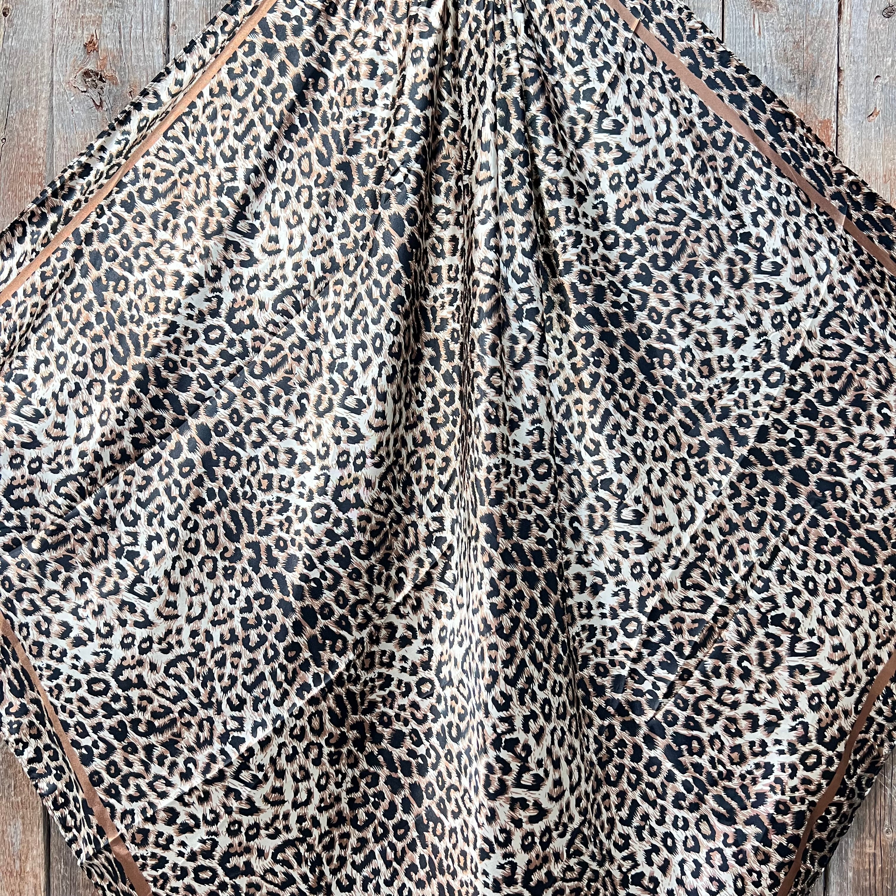 35X35" Tan Leopard Wild Rag / Scarf - W206 Slide WRC168C