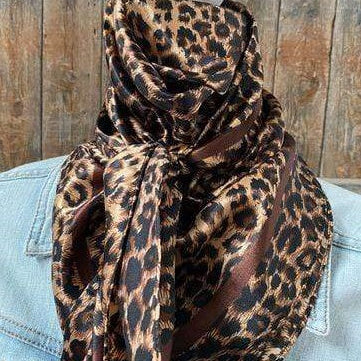 35X35"  Brown Leopard Wild Rag / Scarf WR169