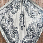 35X35" Silver & White Floral Paisley Wild Rag / Scarf - Copper AB Slide WRC172A