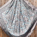 35X35" Grey & Turquoise Paisley Paisley Wild Rag / Scarf WR2144 - Tooled Leather Wild Rag Slides - Assorted