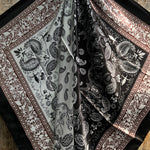 35X35" Two Tone Black Paisley Wild Rag / Scarf -Copper Jet, Champagne, Topaz Slide WRC2559C