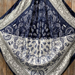35X35" Two Tone Navy Paisley Wild Rag / Scarf WR2561