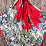 35X35" Red, Navy & Cream Paisley Wild Rag / Scarf - Bright Ruby & AB Slide WRC300A