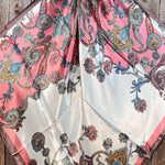 35X35" Pink & Brown Paisley Wild Rag / Scarf - W179L Slide WRC301B