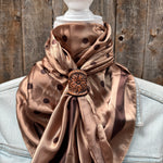 35X35" Brown Polka Dots Wild Rag / Scarf WR3054 - Tooled Leather Wild Rag Slides - Assorted