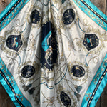 35X35" Ornate Turquoise Wild Rag / Scarf - W141L Slide WRC326C