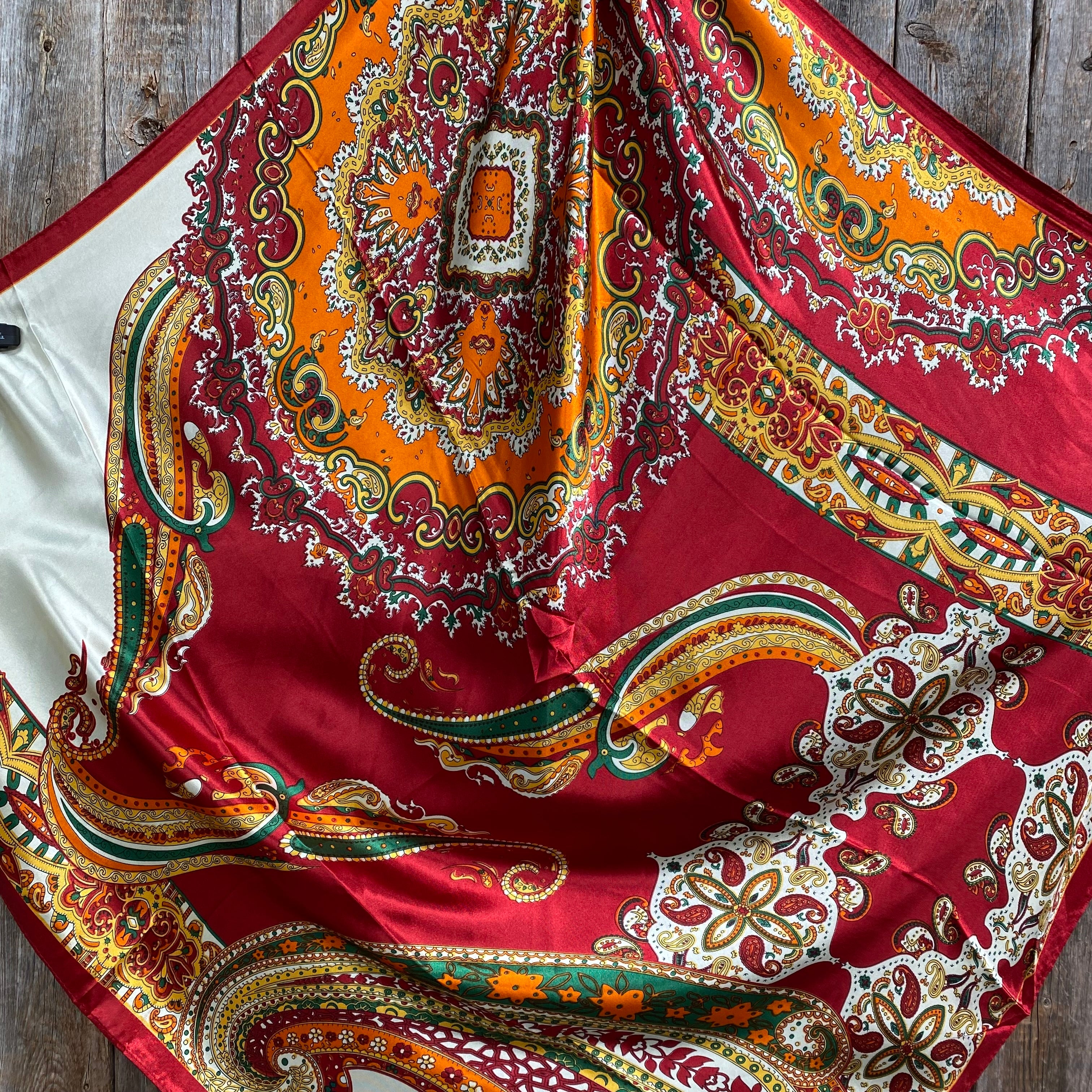 35X35"  Red Mardi Gras Wild Rag / Scarf WR3353