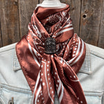 35X35" Copper Floral Paisley Wild Rag / Scarf WR3381 - Tooled Leather Wild Rag Slides - Assorted