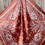 35X35" Copper Floral Paisley Wild Rag / Scarf WR3381 - Tooled Leather Wild Rag Slides - Assorted