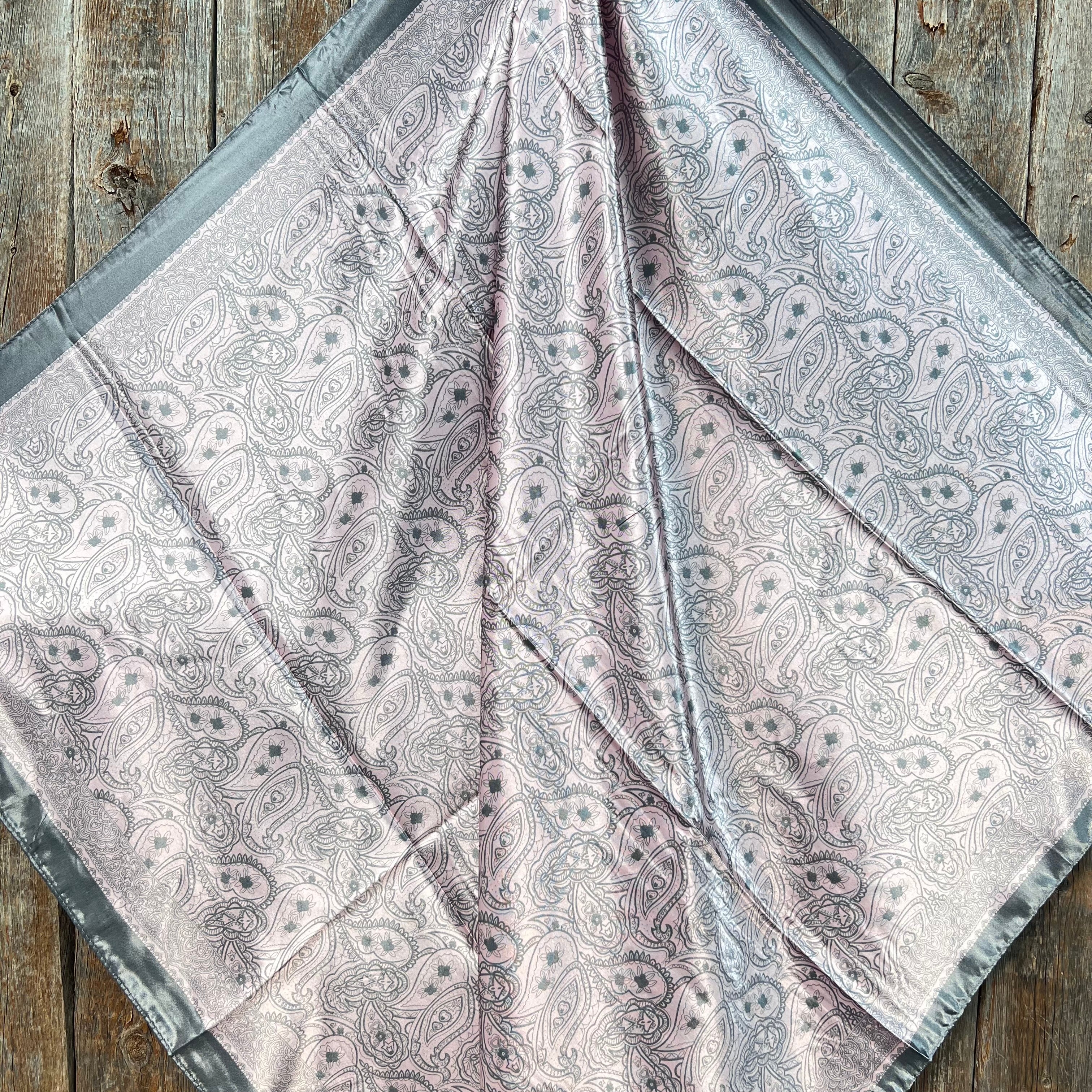 35X35"  Pink & Grey Paisley Wild Rag / Scarf WR3400