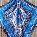 35X35"  Blue, Pink, Purple Paisley Wild Rag / Scarf WR3406