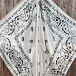 35X35"  Cream & Black Paisley Wild Rag / Scarf WR3412
