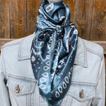 35X35"  Blue & White Paisley Wild Rag / Scarf WR3414