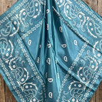 35X35" Blue & White Paisley Wild Rag / Scarf WR3414 - Tooled Leather Wild Rag Slides - Assorted