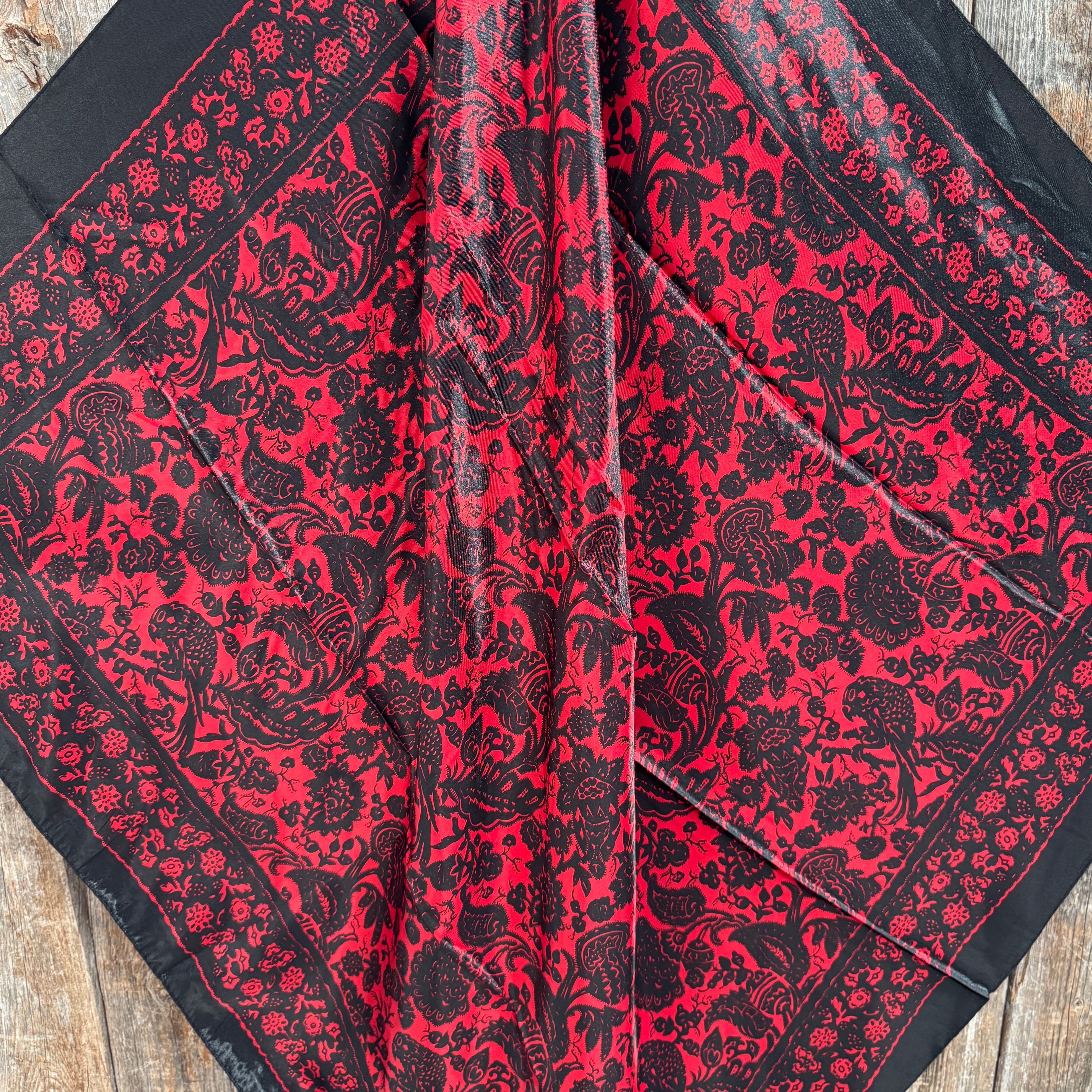 35X35" Black and Red Floral Paisley Wild Rag / Scarf WR3445