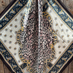 35X35" Black, Blue and Gold Floral Wild Rag / Scarf WR3455