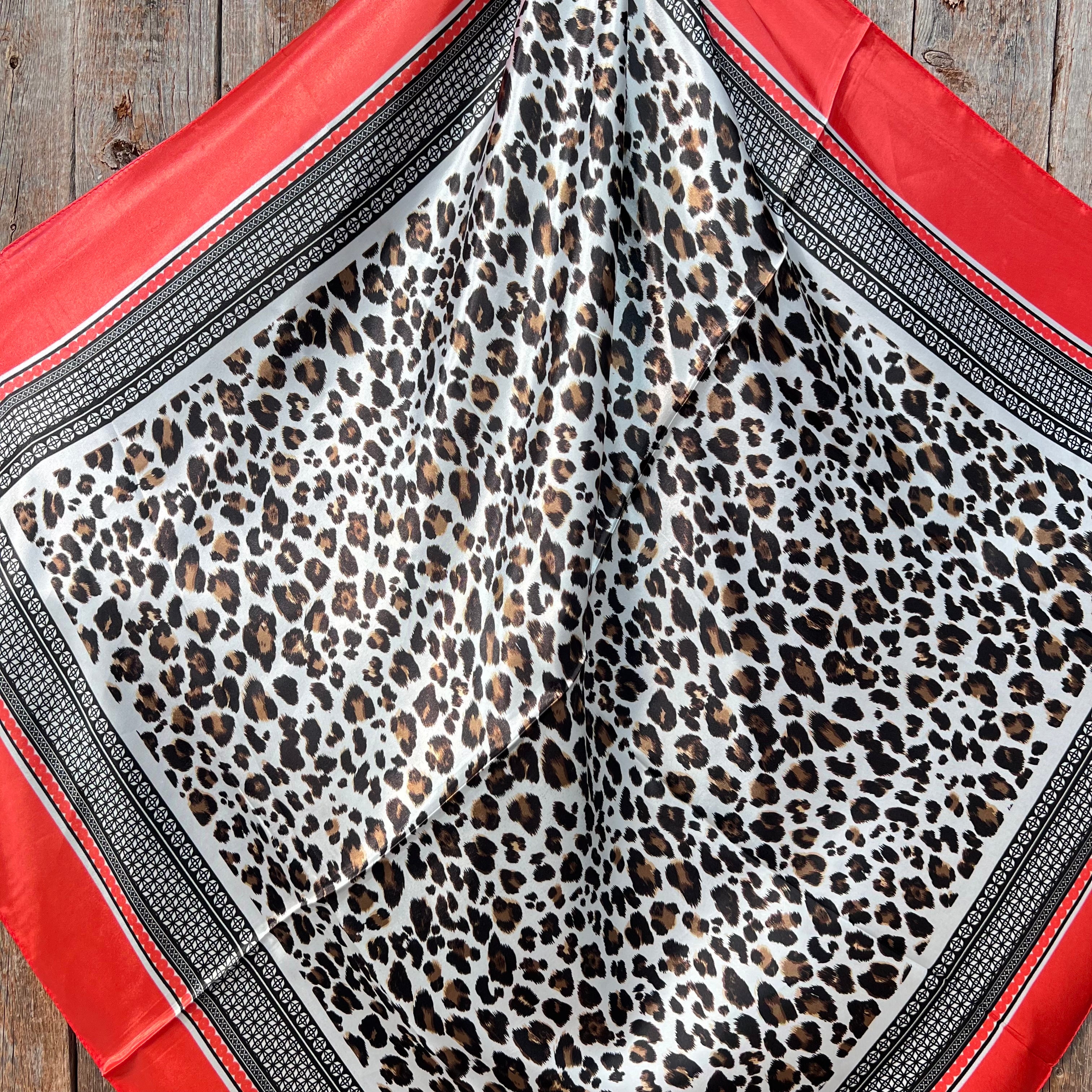 35X35" Coral Leopard Print Wild Rag / Scarf WR396