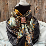 35X35" Golden Rod Paisley Wild Rag / Scarf WR3P - Tooled Leather Wild Rag Slides - Assorted