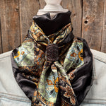 35X35" Golden Rod Paisley Wild Rag / Scarf WR3P - Tooled Leather Wild Rag Slides - Assorted