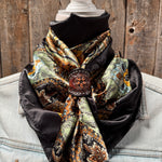35X35" Golden Rod Paisley Wild Rag / Scarf WR3P - Tooled Leather Wild Rag Slides - Assorted