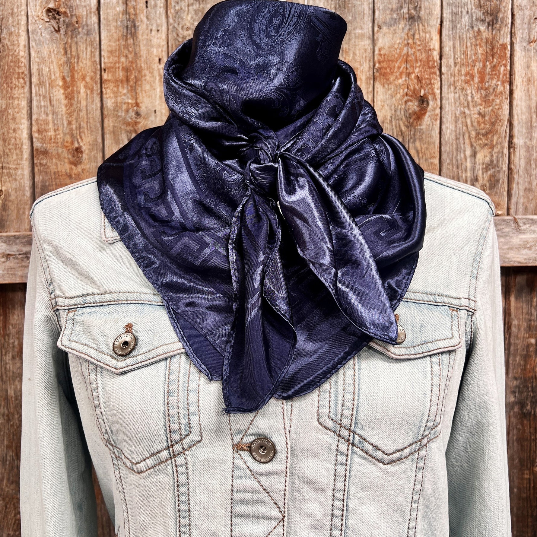 35X35" Navy Jacquard Wild Rag / Scarf WR4012